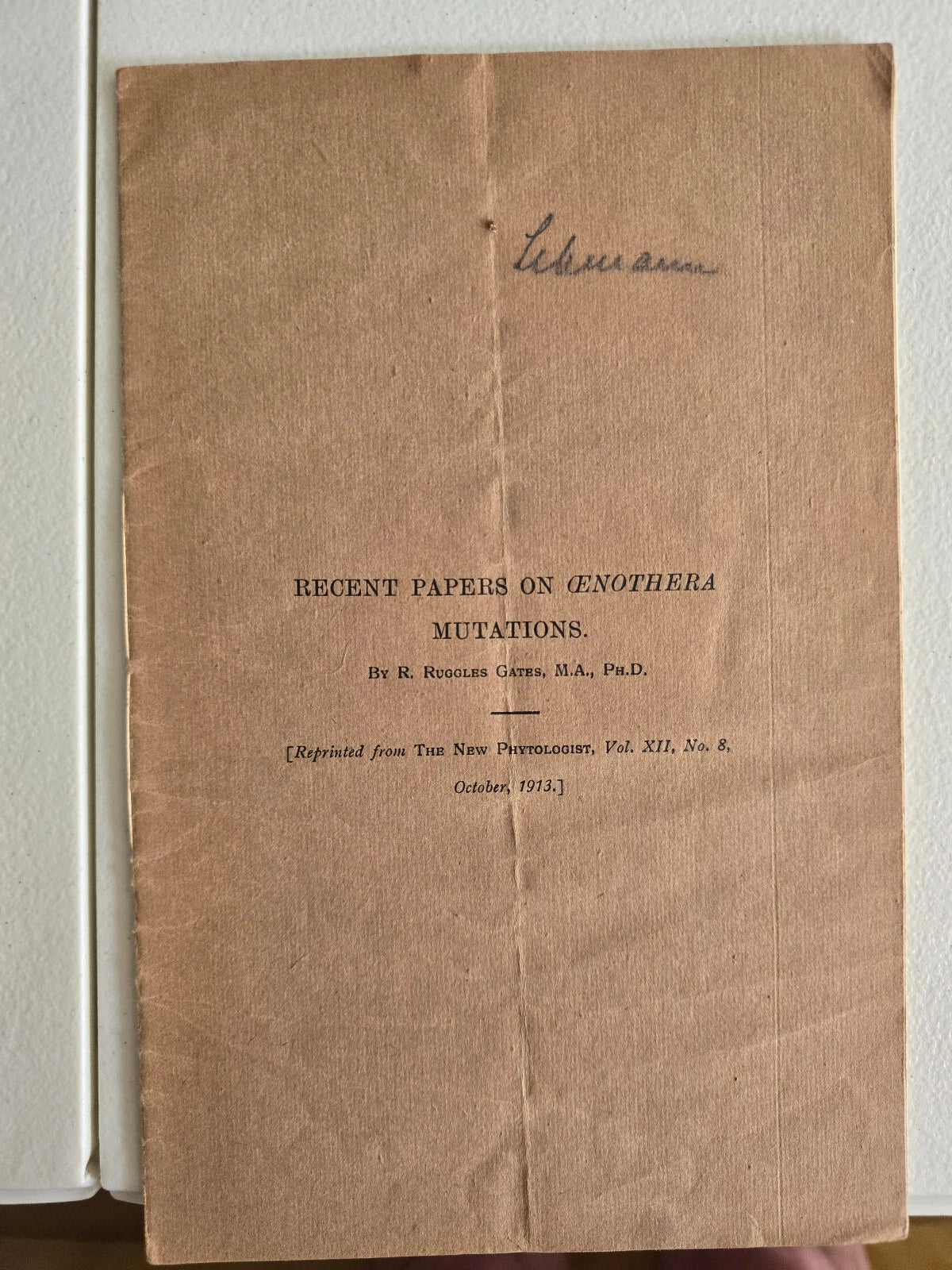 Recent Papers on Oenothera Mutations (1913) by R. R. Gates