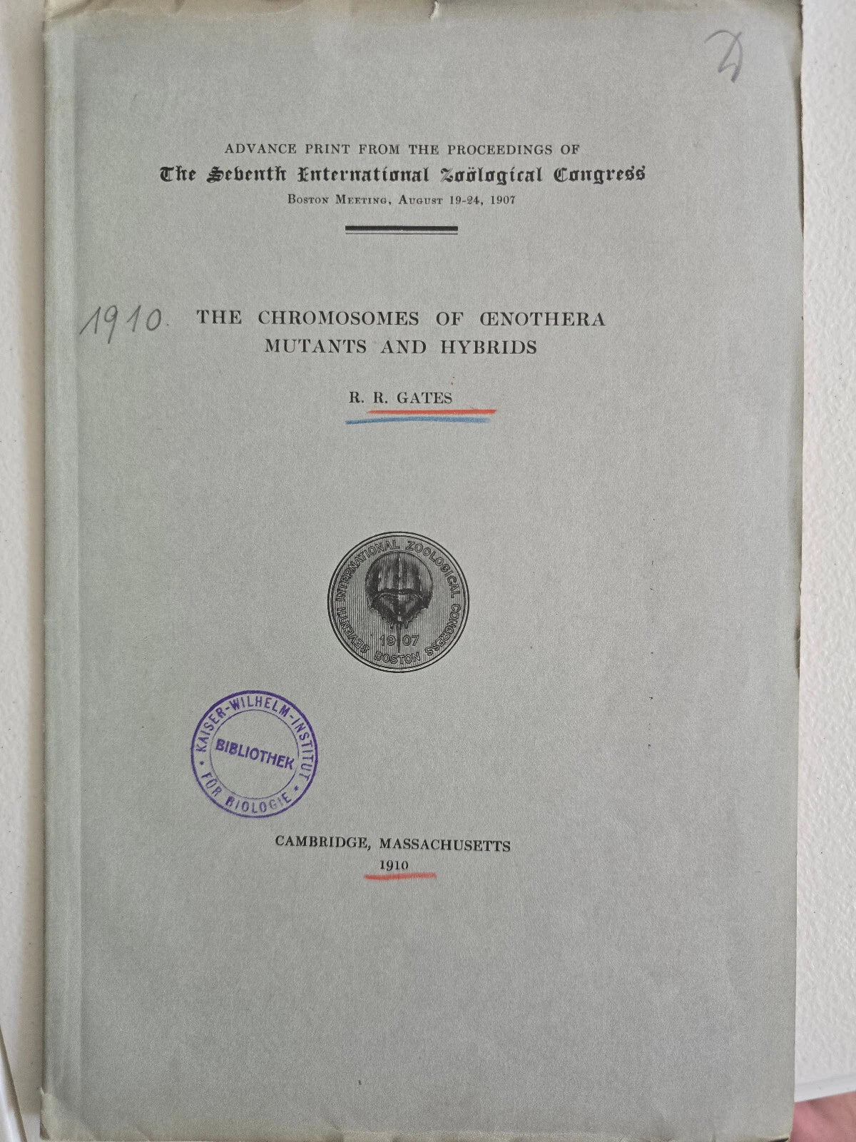 The Chromosomes of Oenothera Mutants and Hyb by Reginald Ruggles Gates
