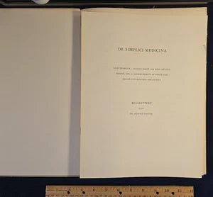 De Simplici Medicina by Dr. Arnold Pfister – Facsimile (1960)