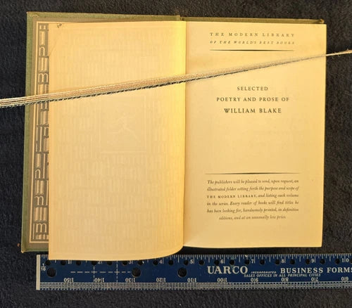 Vintage Selected Poetry and Prose of William Blake - 1953 - Modern Library HC