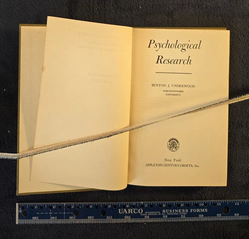 1957 Psychological Research - Benton J. Underwood - Appleton-Century-Crofts HC