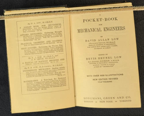 Vintage D A Low's Pocket Book for Mechanical Engineers