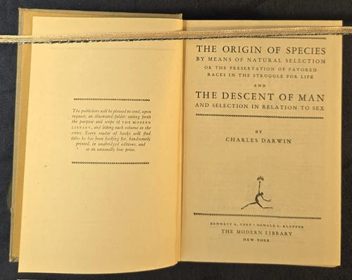 Vintage Darwin's The Origin Of Species and The Descent of Man