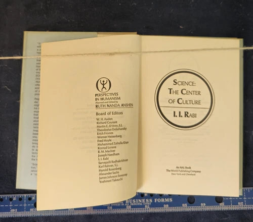 Science: The Center of Culture By I. I. Rabi 1970 1st.
