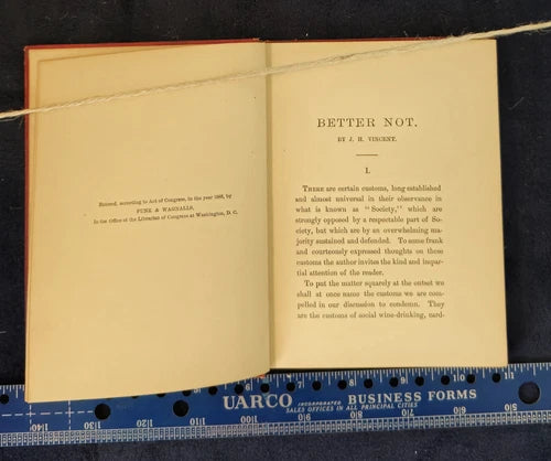 Better Not: A Discussion of Certain Social Customs by JH Vincent 1888 Funk & Wag