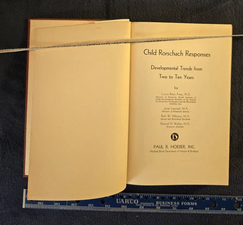 Child Rorschach Responses - Ames, Learned, Metroux, Walker - Hoeber Vintage 1952
