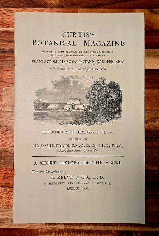 A Short History of Curtis's Botanical Magazine Antique Booklet