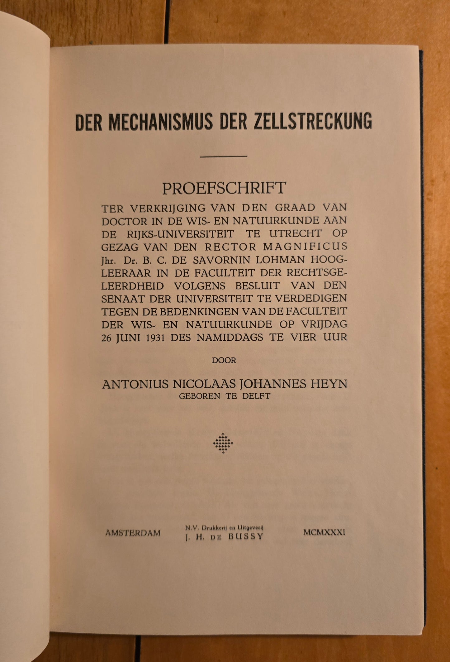 1931 Cell Elongation Thesis by Heyn | Dedicated to Mrs. de Vries | Utrecht Botany