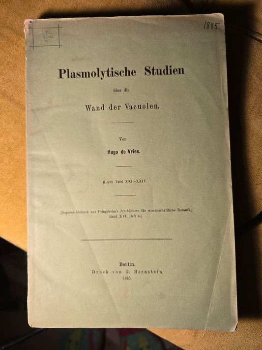 Plasmolytische Studien über die Wand der Vacuolen | De Vries 1885 | Hand-Colored Plates
