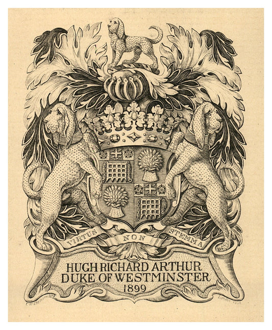 Antique Ex Libris – Hugh Richard Arthur, Duke of Westminster (1899) | Grosvenor Heraldic Arms