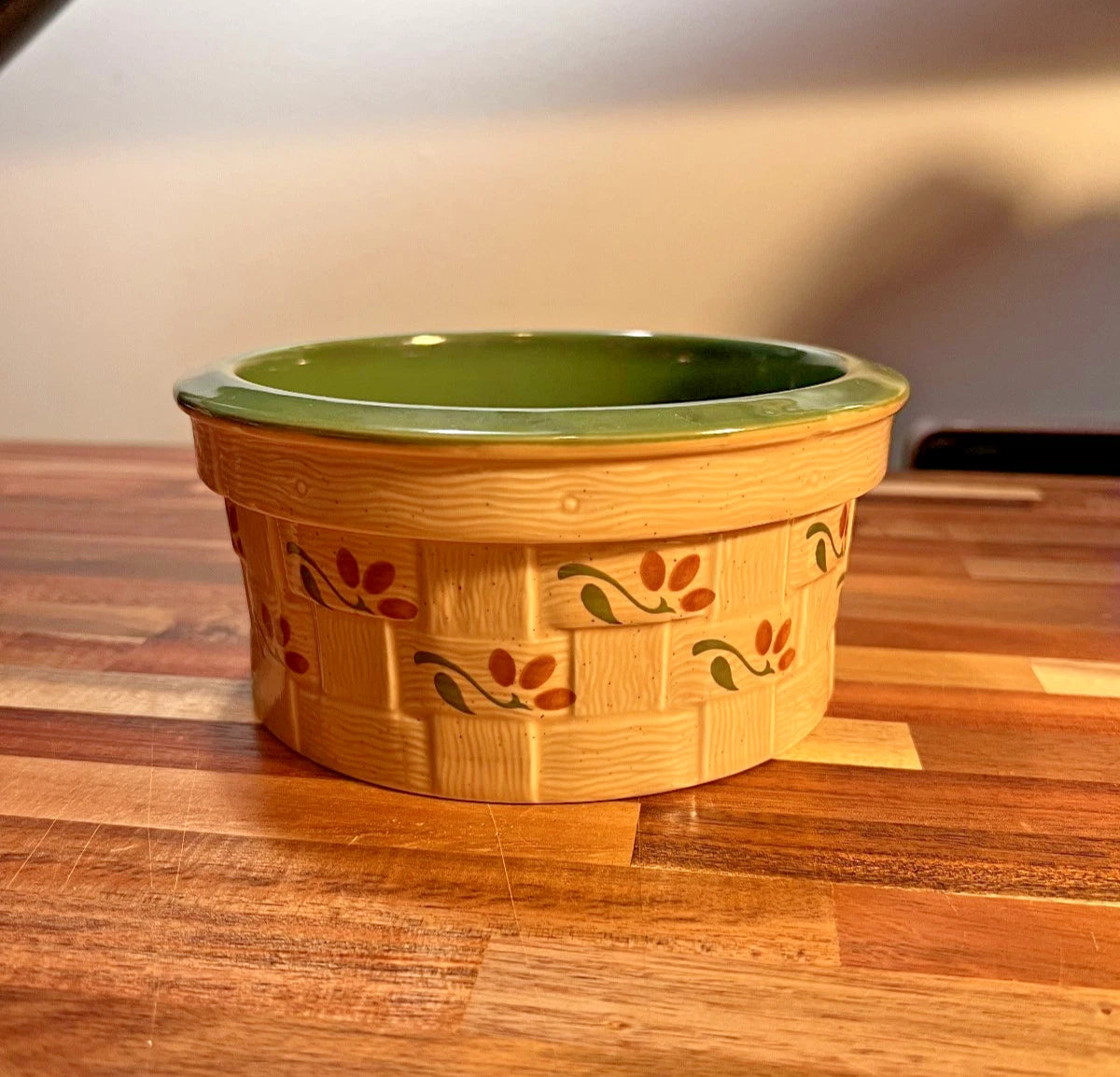 Painted Woven Basket Styled Ceramic Teleflora Gift Vase Bowl
