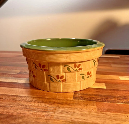 Painted Woven Basket Styled Ceramic Teleflora Gift Vase Bowl