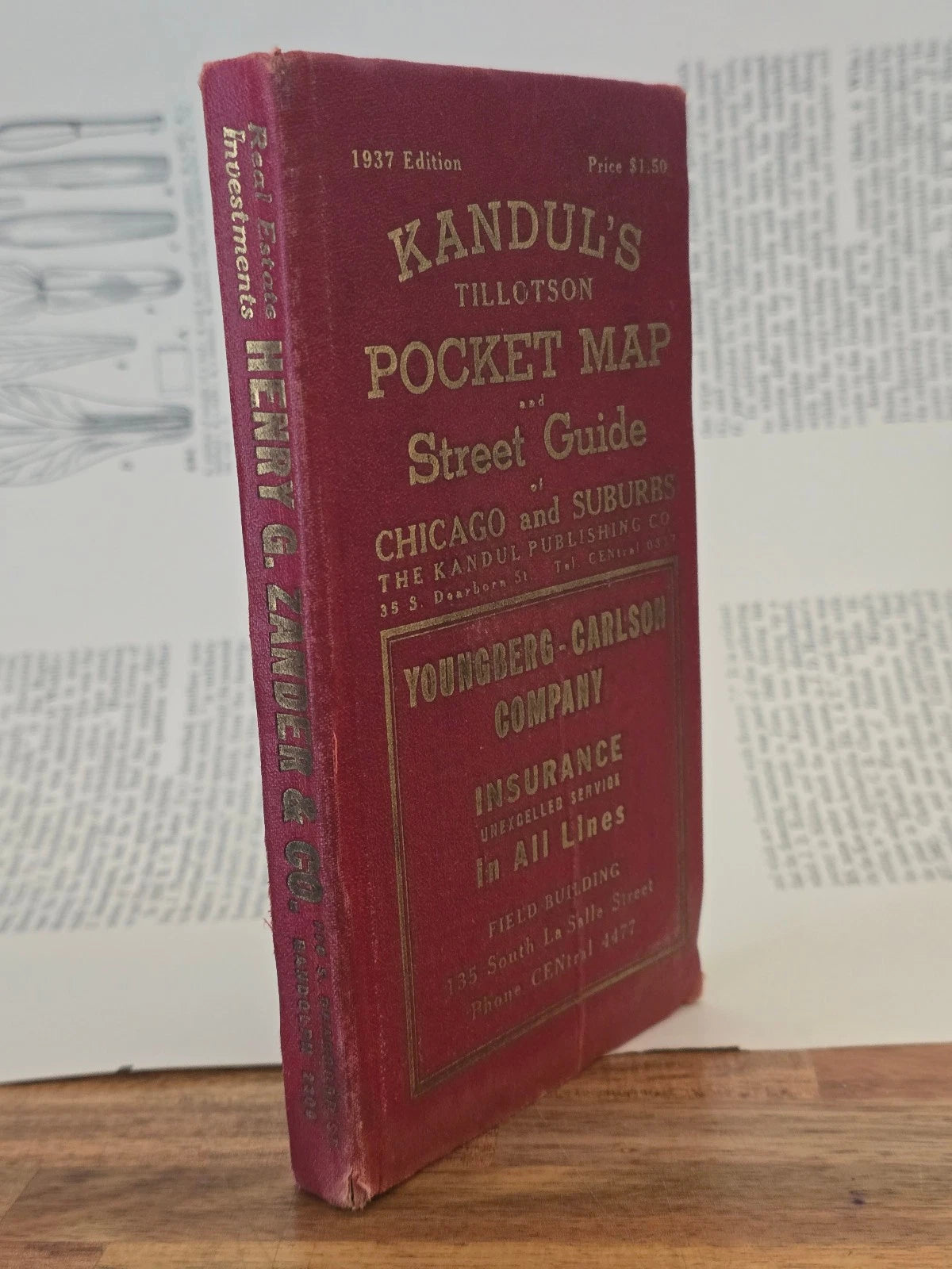 Kandul’s Tillotson Pocket Map and Street Guide of Chicago and Suburbs by Thom...