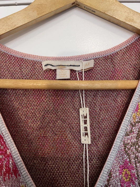 CECILIA PRADO Anthropologie Floral Metallic Knit Maxi Dress Rose Size M NEW