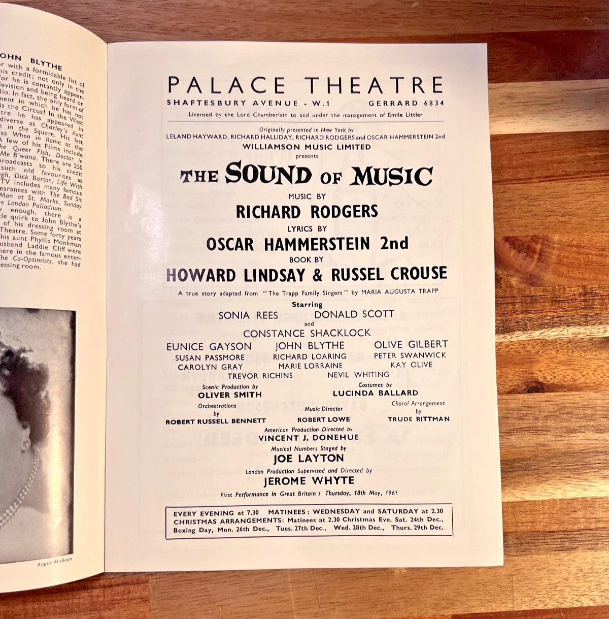 The Sound of Music Programme 1961 London Palace Theatre Rodgers Hammerstein