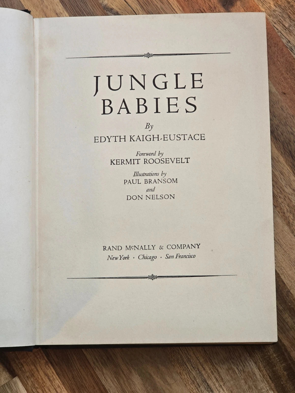 Jungle Babies 1936 HC Edyth Kaigh-Eustace Paul Bransom Kermit Roosevelt Foreword