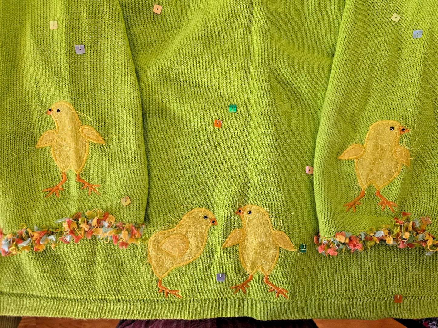 VTG Design Options by Philip & Jane Gordon Green Cardigan Chicks Party XXLarge