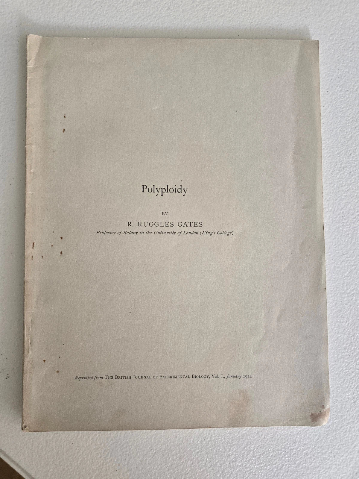 Polyploidy (1924) by R. Ruggles Gates