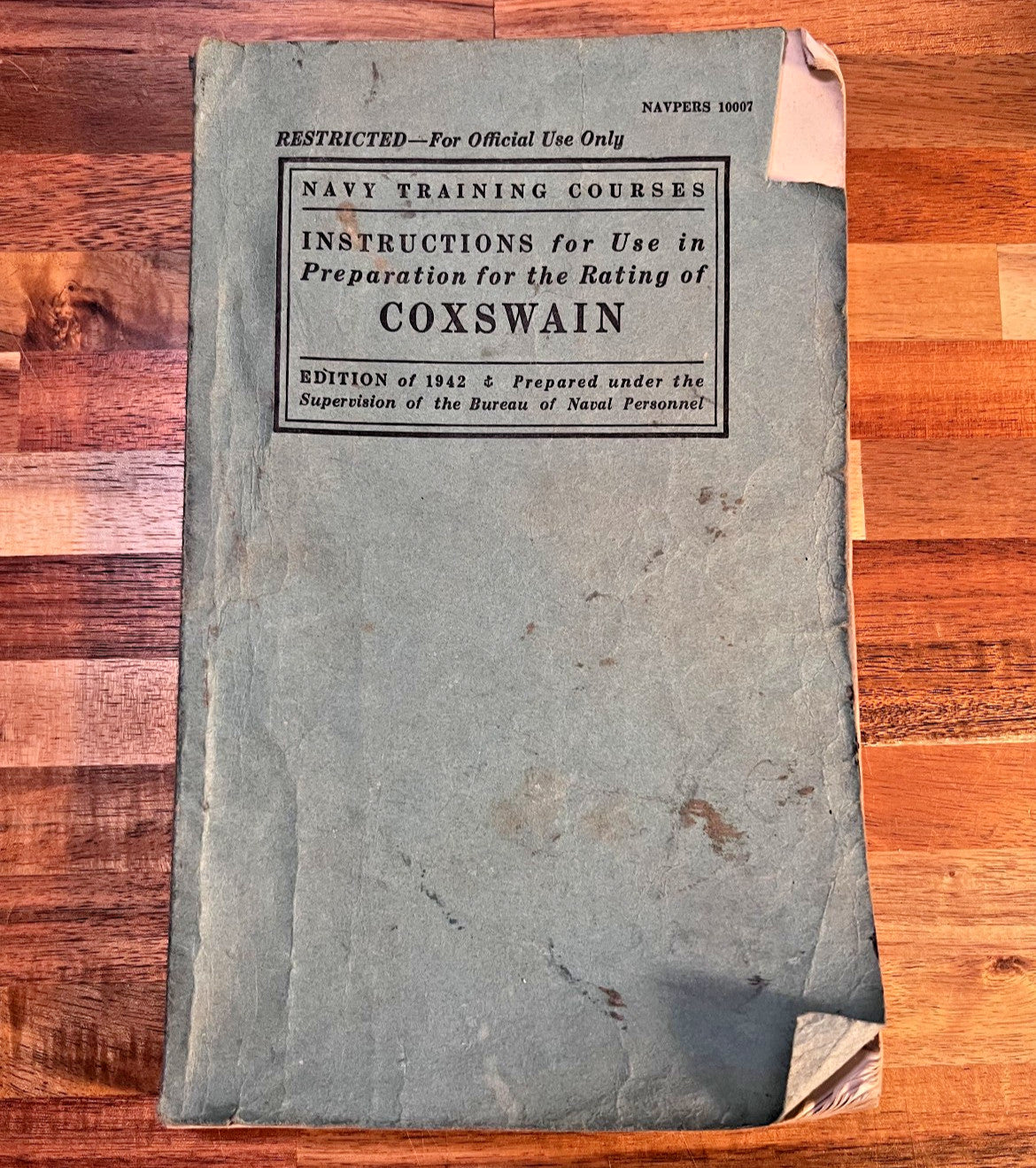 Navy Training Courses - Coxswain - 1942 Edition - Navpers 10007