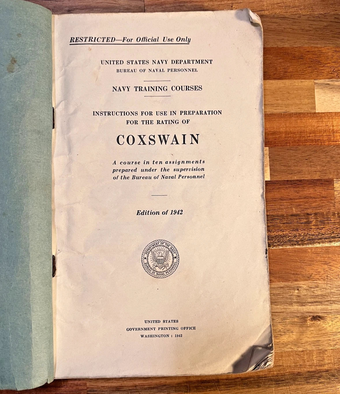 Navy Training Courses - Coxswain - 1942 Edition - Navpers 10007