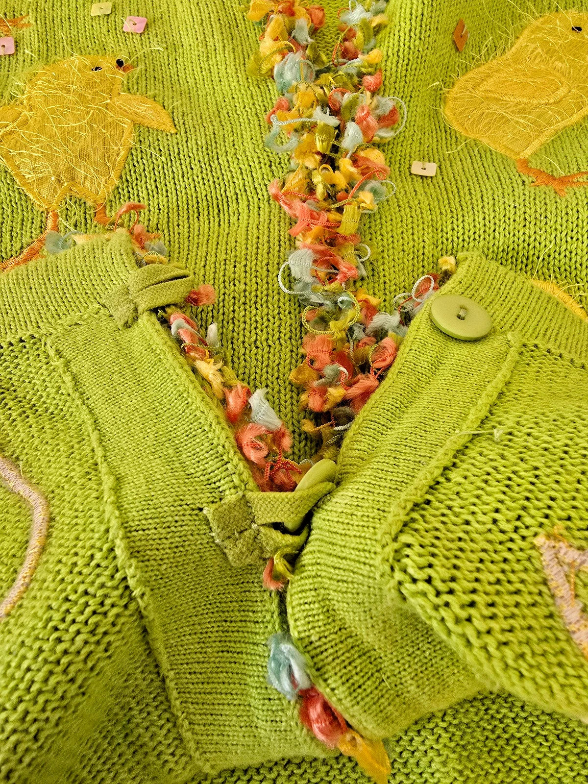 VTG Design Options by Philip & Jane Gordon Green Cardigan Chicks Party XXLarge