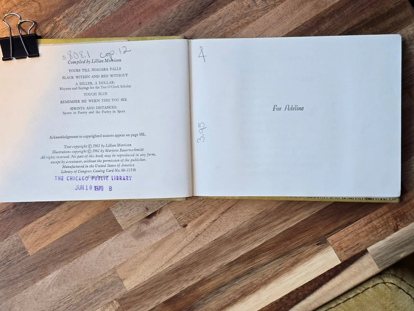 1961 Remember Me When This You See Lillian Morrison HC Ex-Library Chicago