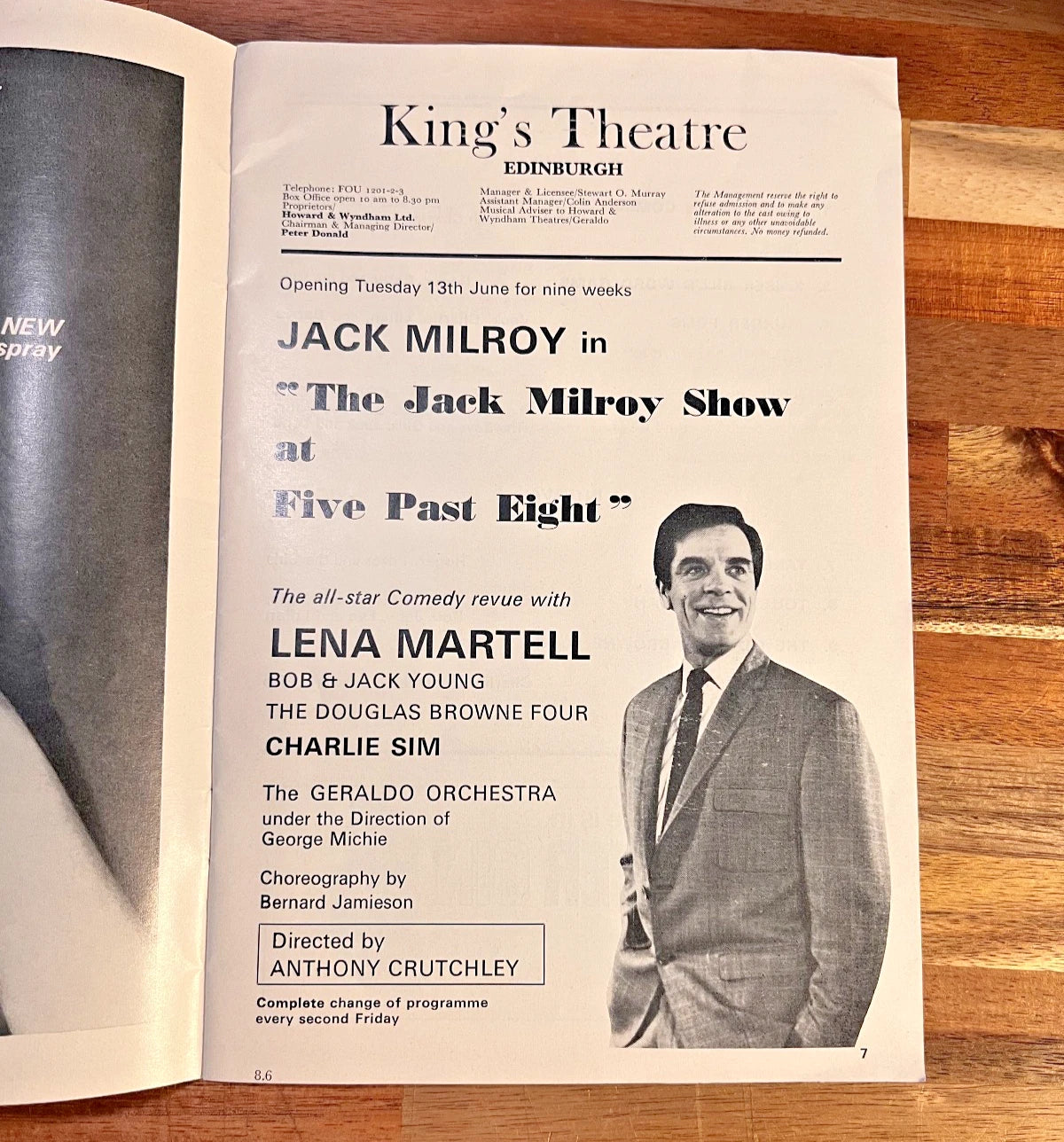 Jack Milroy Show Playbill June 1967 King’s Theatre Edinburgh Comedy