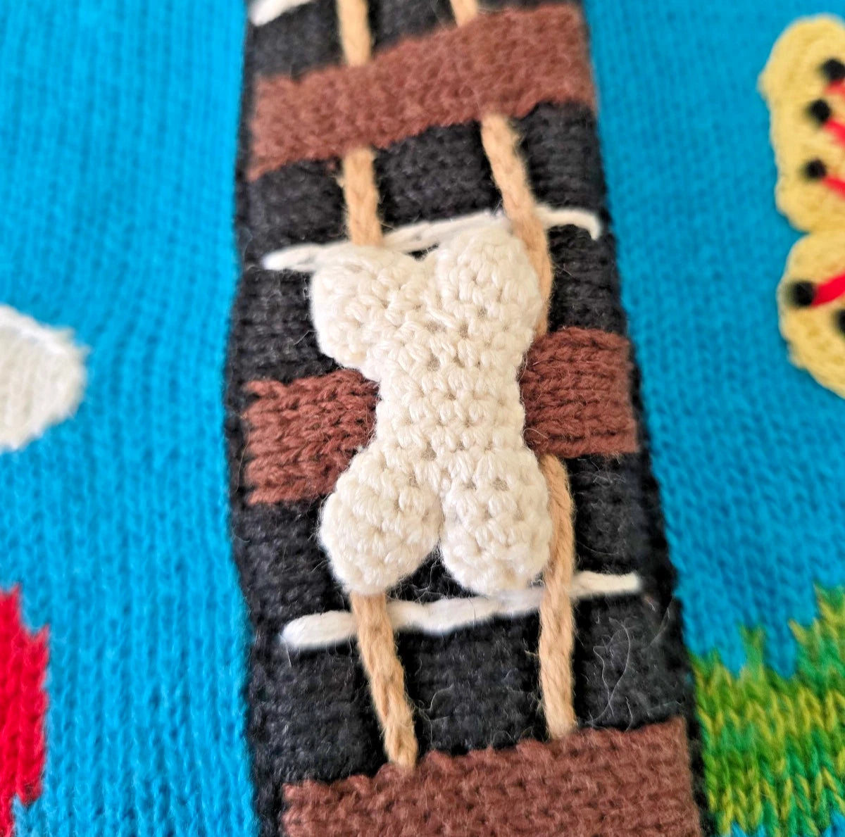 VTG Storybook Knits Cardigan Sweater 1X Blue Doggy Daycare Wonderland