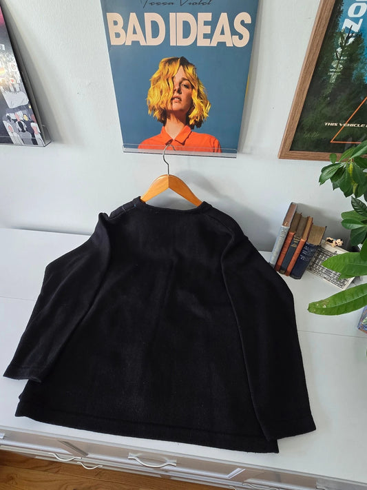 Storybook Knits Cardigan Sweater Womens XL Black Butterflies Embroidered Vintage