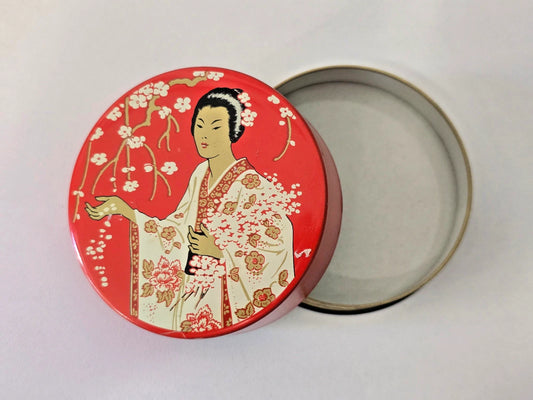 VTG Madame Butterfly Typewriter Ribbon Advertising Tin Litho | Aurora, IL.