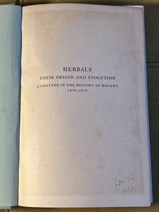 Herbals: Origin & Evolution – Agnes Arber 1938 2nd Ed. Botany History Cambridge