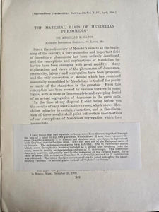 The Material Basis of Mendelian Phenomena (1910) by Reginald Ruggles Gates