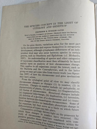 The Species Concept in the Light of Cytology and G by R. Ruggles Gates